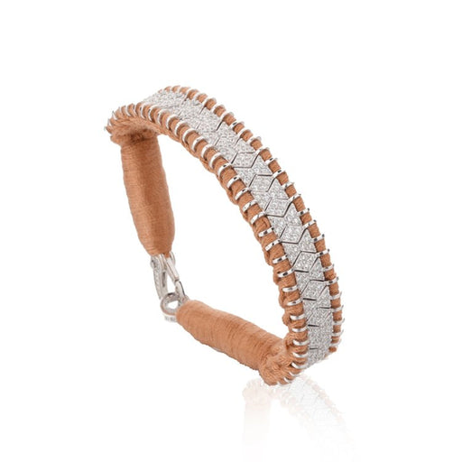 Bracelet en fil camel décoré en argent serti de diamants | Bijoux pour femme | La Ruée