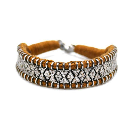 Bracelet en fil caramel décoré en argent serti de diamants | Bijoux pour femme | La Ruée
