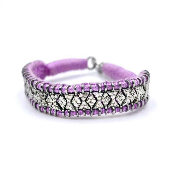 Bracelet en fil lilas décoré en argent serti de diamants | Bijoux pour femme | La Ruée