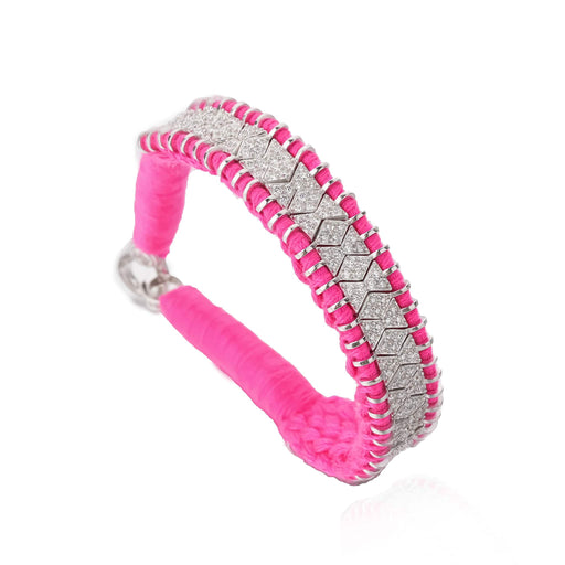 Bracelet en fil rose décoré en argent serti de diamants | Bijoux pour femme | La Ruée