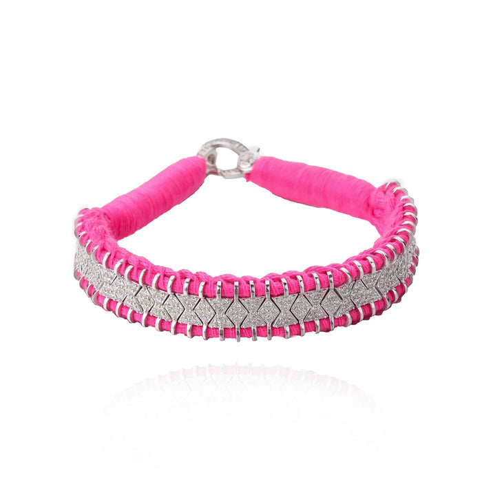 Bracelet en fil rose décoré en argent serti de diamants | Bijoux pour femme | La Ruée