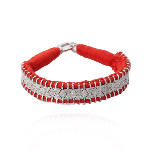 Bracelet en fil rouge décoré en argent serti de diamants | Bijoux pour femme | La Ruée