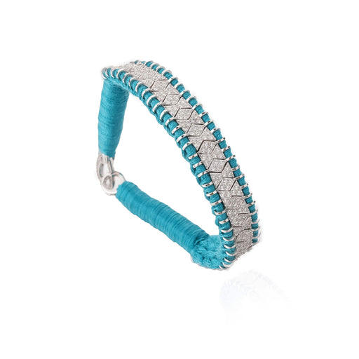 Bracelet en fil turquoise décoré en argent serti de diamants | Bijoux pour femme | La Ruée