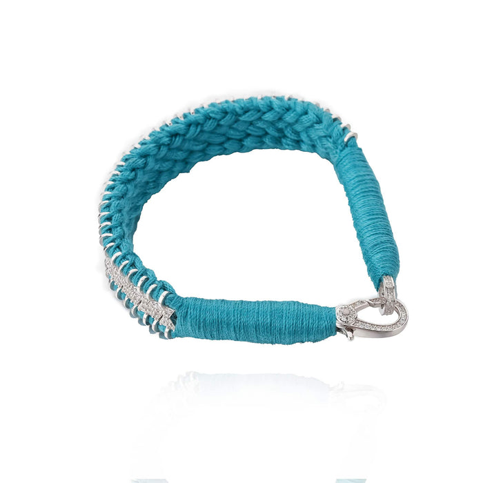 Bracelet en fil turquoise décoré en argent serti de diamants | Bijoux pour femme | La Ruée