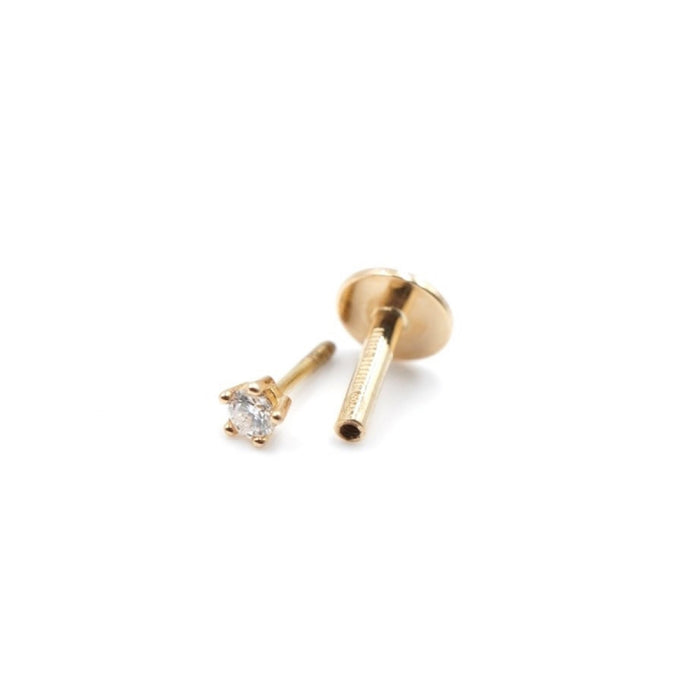 piercing oreille en or jaune 18 carats et diamant