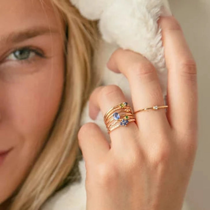 Bague carrée en or 18k sertie d'un diamant | Bijoux pour femme | La Ruée