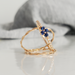 Bague en or rose 18 carats sertie de diamants et de 4 Saphirs bleu | Bijoux femme | La Ruée  