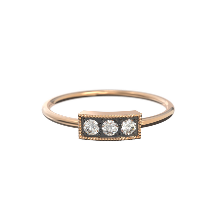  Bague anneau en or rose 18 carats et serti de 3 diamants |  Bijoux pour femme | La Ruée