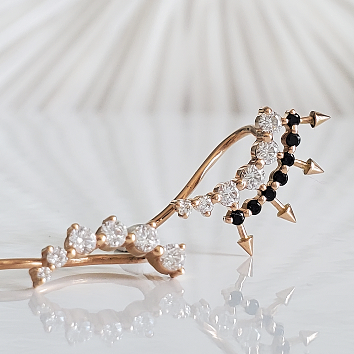 Boucle d'oreille en or 18 carats et incrusté de 6 diamants | Bijoux femme | La Ruée