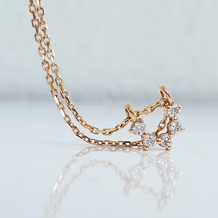 Collier en or rose 18 carats serti de 5 diamants | Bijoux femme | La Ruée