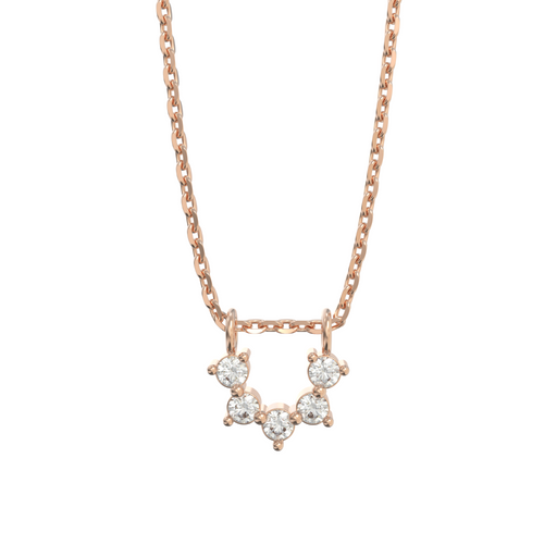 Collier en or rose 18 carats serti de 5 diamants | Bijoux femme | La Ruée