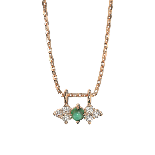 Collier or rose 18 carats serti de 3 diamants blanc et Chrysoprase | Bijoux femme | La Ruée