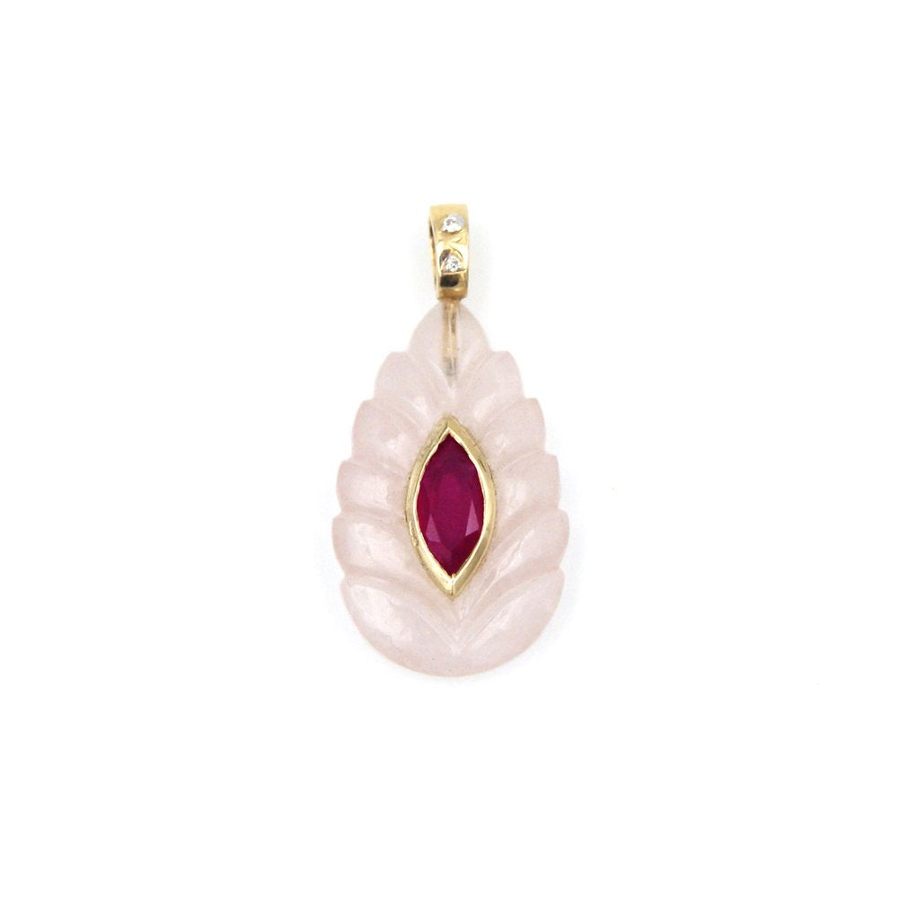 Pendentif En Or Jaune 18 Carats Avec Rubis Rose - Poids 2.2g, Longueur 1.6cm - Neuf Avec étiquettes