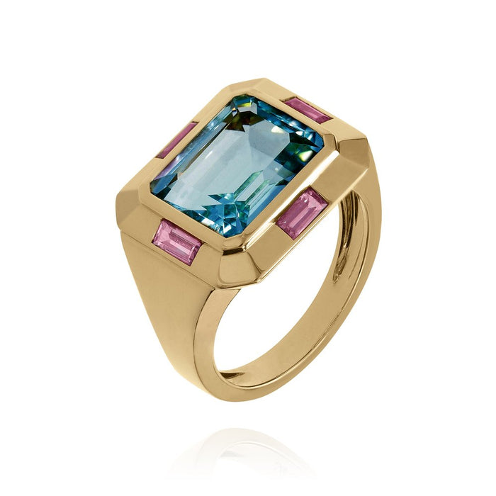 Bague en or rose avec topaze ovale London Bague en or rose avec topaze ovale London