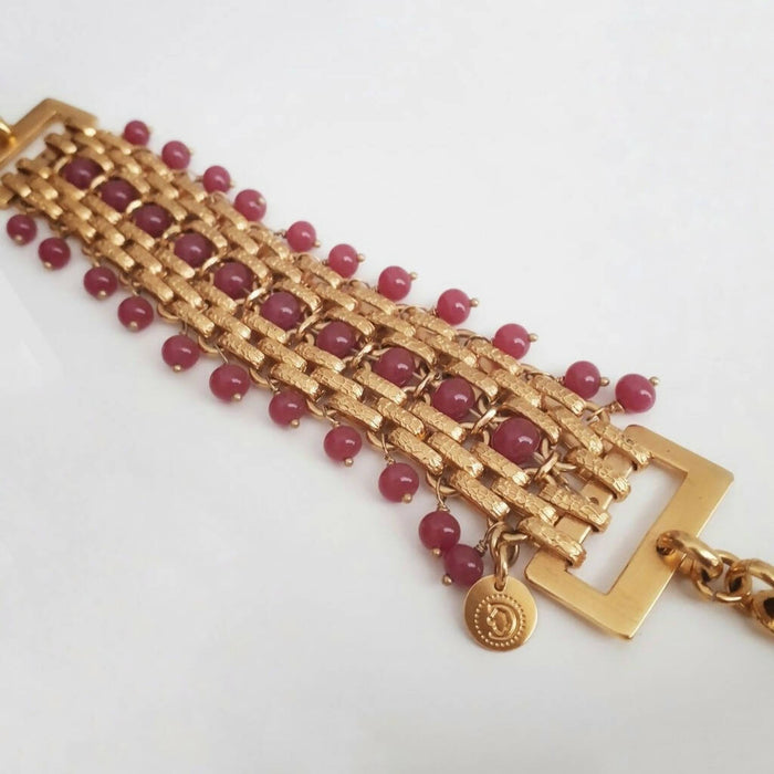 Bracelet plaqué or et perles anciennes