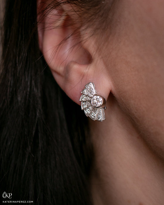 Boucles d'oreilles en or blanc et diamants