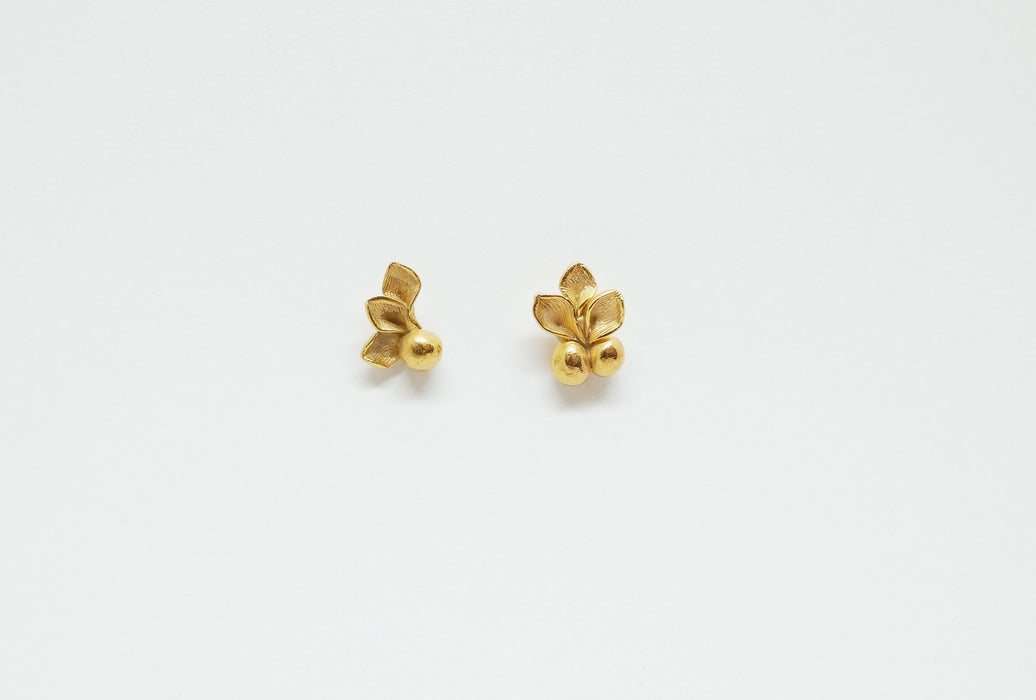 Boucles d'oreille romantique dorées à l'or fin