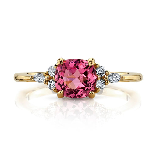 Pink spinel and diamond ring front view