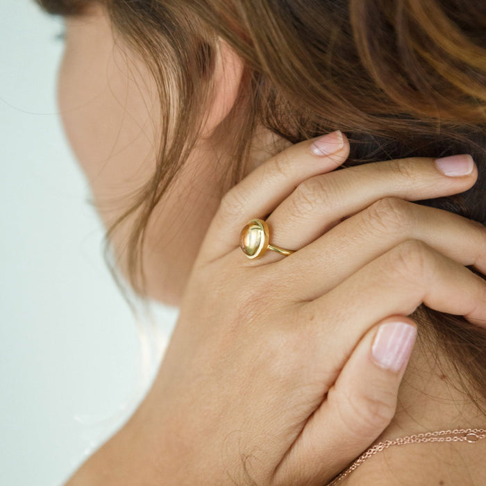 Bague ronde en argent ou vermeil et citrine (4.4 carats)