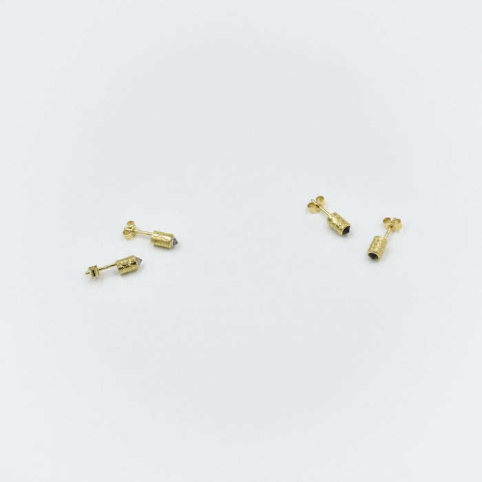 Boucles d’oreilles en argent ou plaqué or et cristal de roche ou quartz fumé