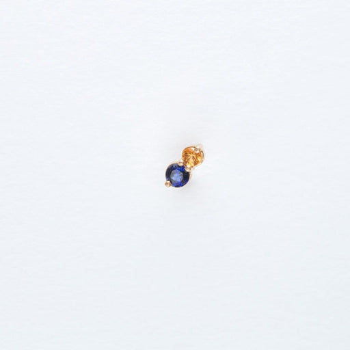 Boucle d'oreille en Or jaune décorée de Saphirs bleu et jaune | Bijoux pour femme | La Ruée