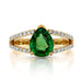 Pear tsavorite and diamond ring front view