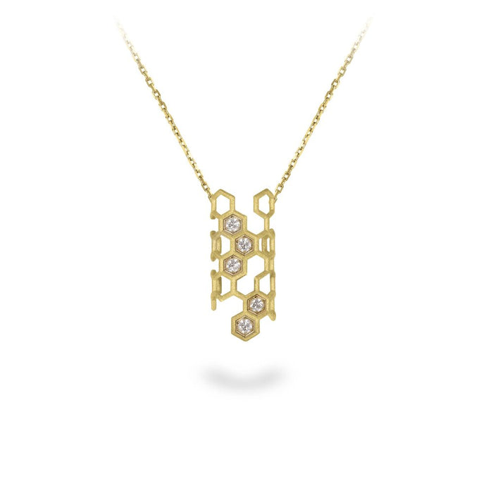 Collier en or jaune et nanotube serti de 5 Diamants